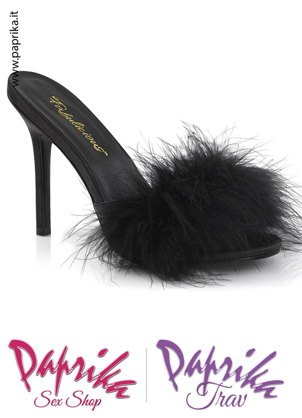 Sandali Sexy Ecopelle Opaca Pon Pon Tacco 10.2 Senza Plateau