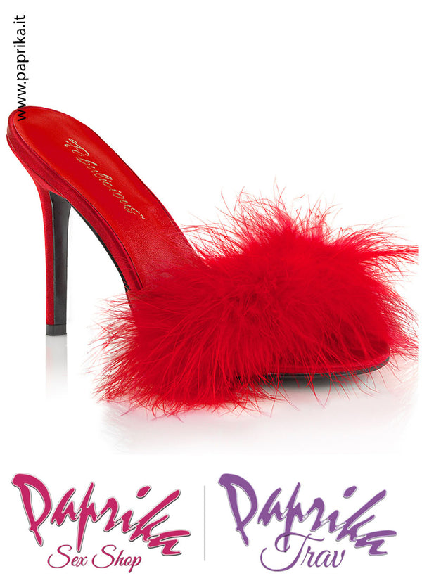 Sandali Sexy Ecopelle Opaca Pon Pon Tacco 10.2 Senza Plateau