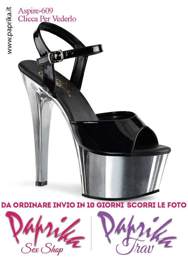 Sandali Sexy Tacco Medio Cromato Vernice Lucida Nera 15.2 Zeppa 5.7 Cinturino