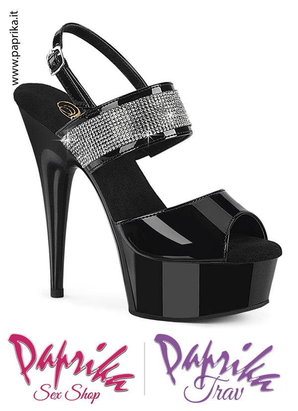 Sandali Lucido Cinturino Alto Strass Tacco Spillo 15.2 Zeppa 4.5