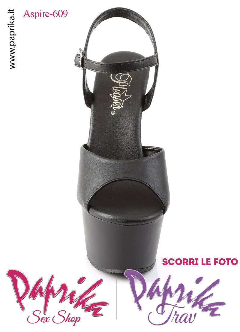 Sandali Sexy Tacco Medio EcoPelle Opaca Lucida Nera 15.2 Zeppa 5.7 Cinturino