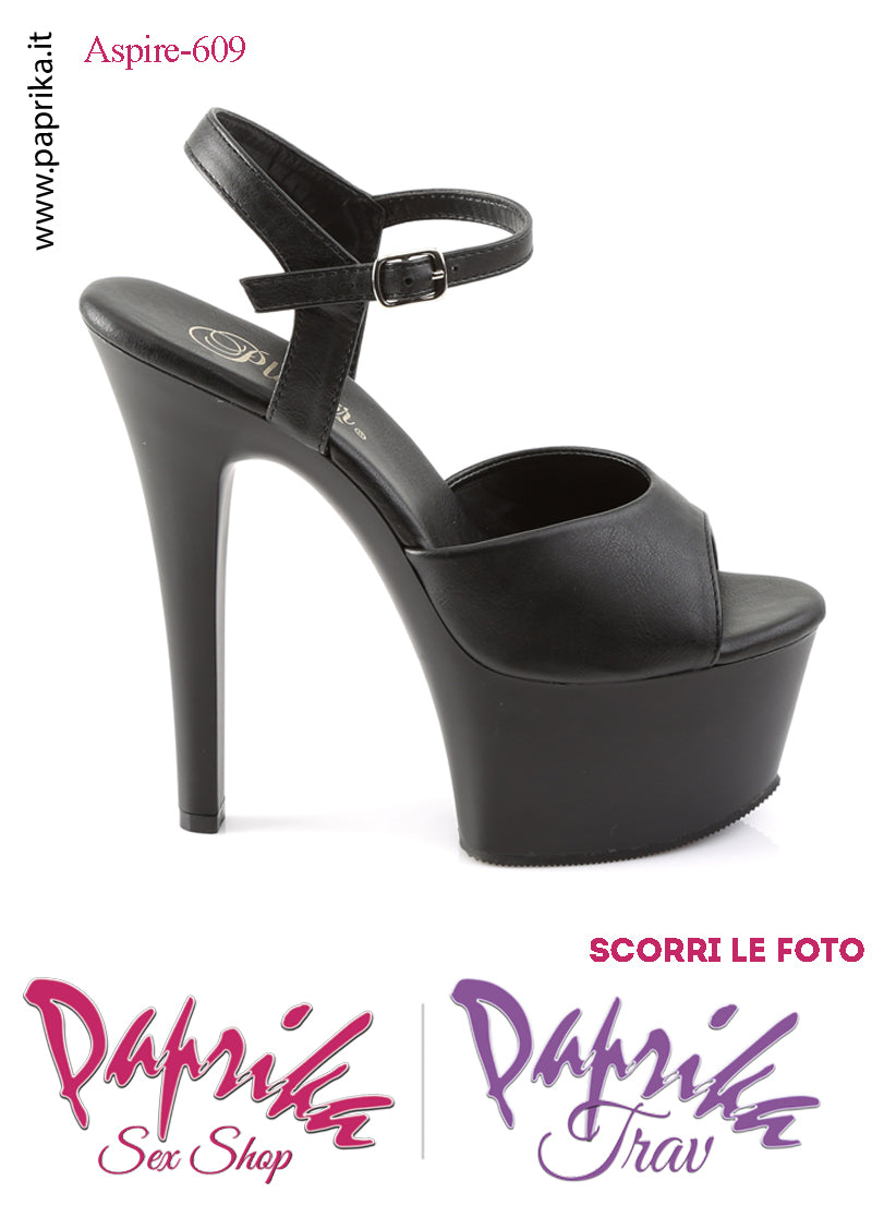 Sandali Sexy Tacco Medio EcoPelle Opaca Lucida Nera 15.2 Zeppa 5.7 Cinturino