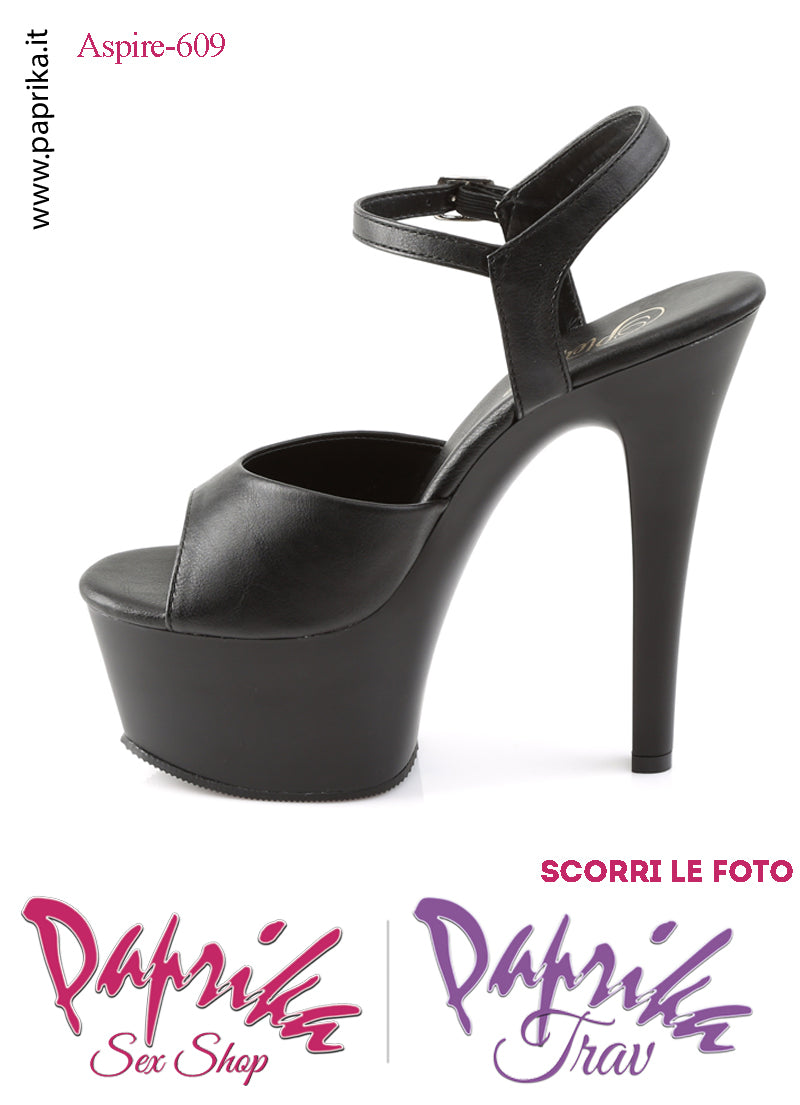 Sandali Sexy Tacco Medio EcoPelle Opaca Lucida Nera 15.2 Zeppa 5.7 Cinturino