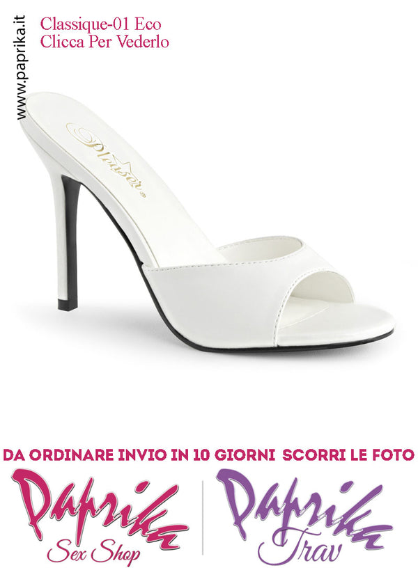 Sandali Sexy Ecopelle Opaca Bianca Tacco 10.2 Senza Plateau Anteriore