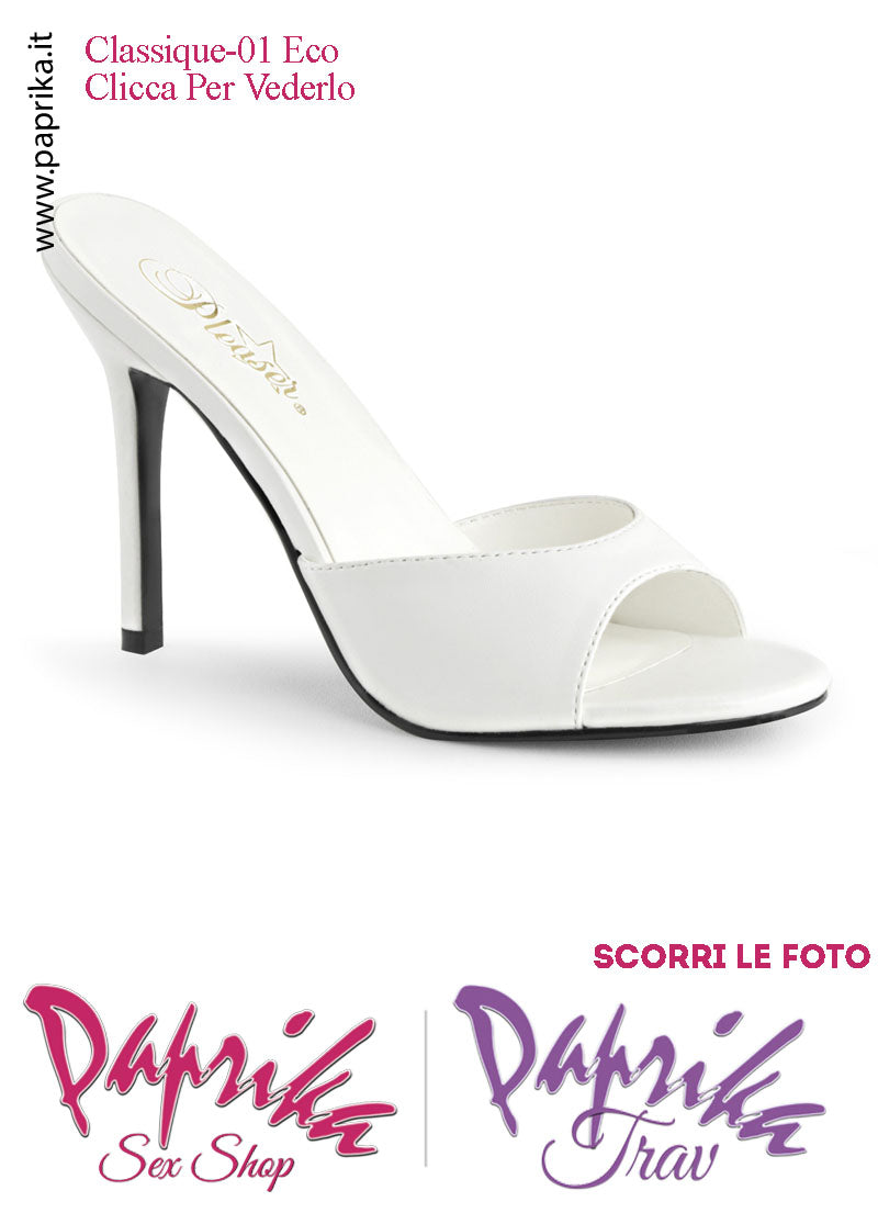 Sandali Sexy Ecopelle Opaca Bianca Tacco 10.2 Senza Plateau Anteriore