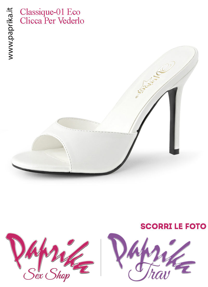 Sandali Sexy Ecopelle Opaca Bianca Tacco 10.2 Senza Plateau Anteriore