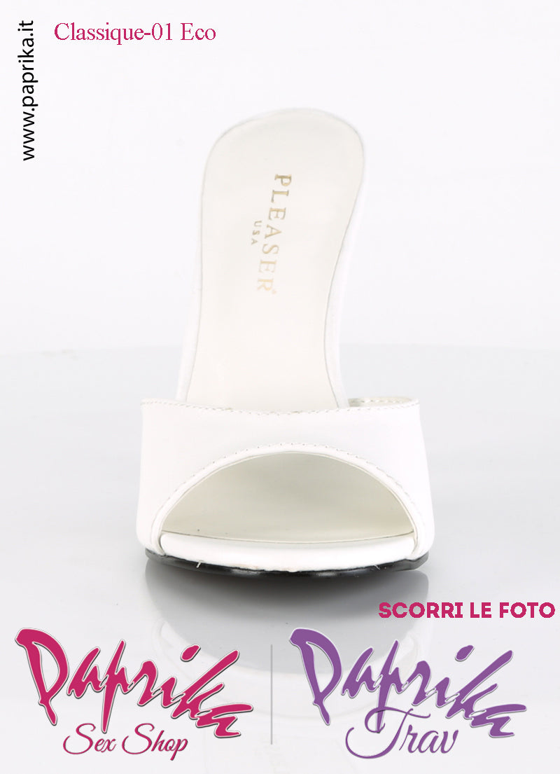 Sandali Sexy Ecopelle Opaca Bianca Tacco 10.2 Senza Plateau Anteriore