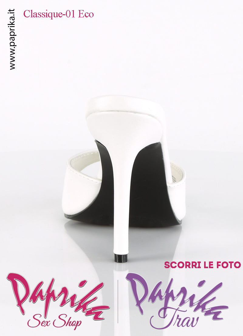 Sandali Sexy Ecopelle Opaca Bianca Tacco 10.2 Senza Plateau Anteriore