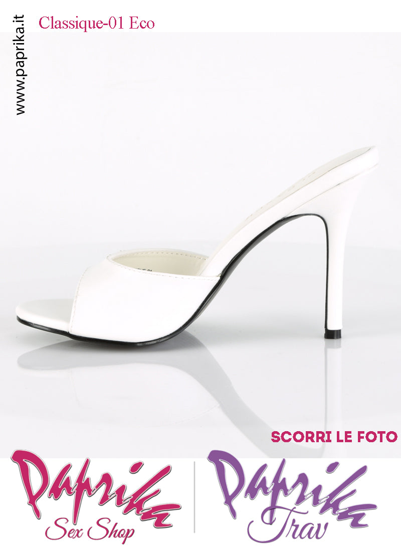 Sandali Sexy Ecopelle Opaca Bianca Tacco 10.2 Senza Plateau Anteriore