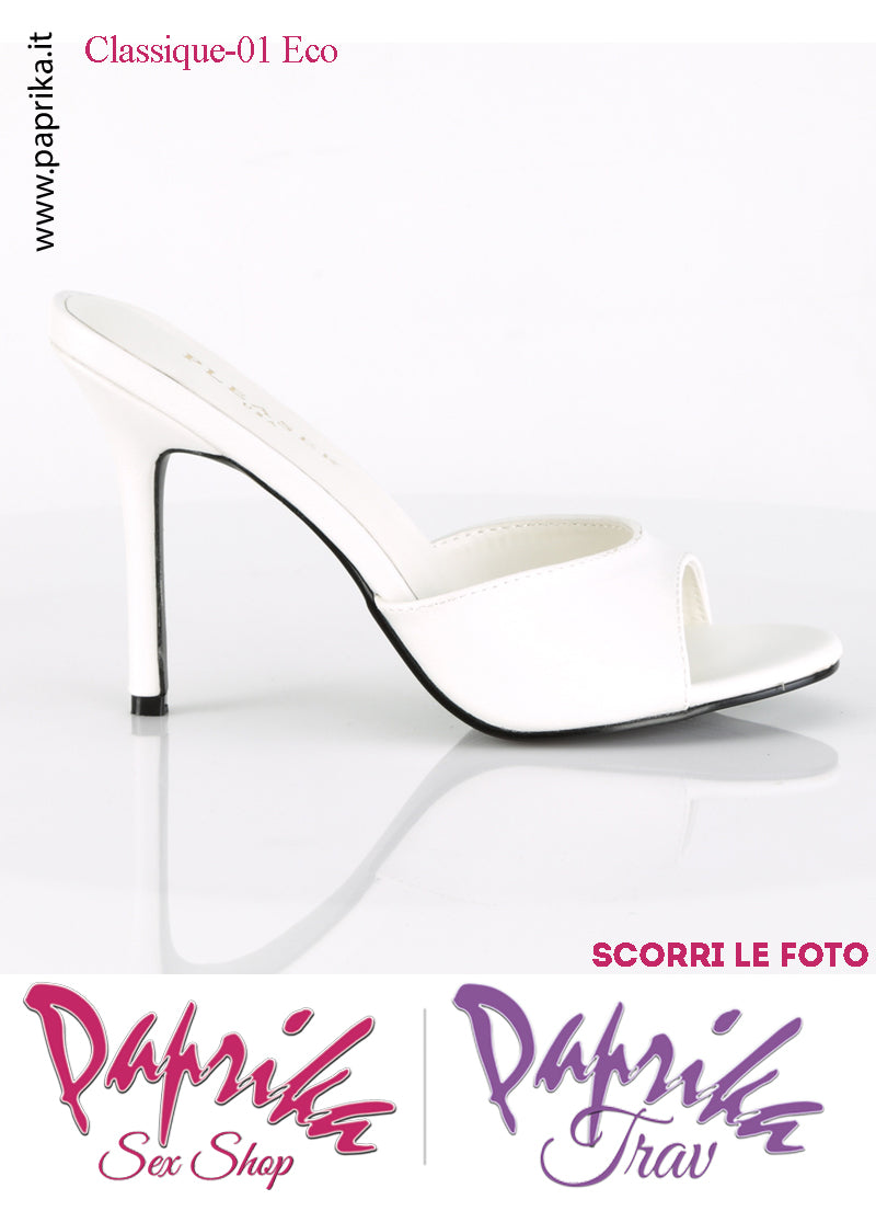 Sandali Sexy Ecopelle Opaca Bianca Tacco 10.2 Senza Plateau Anteriore