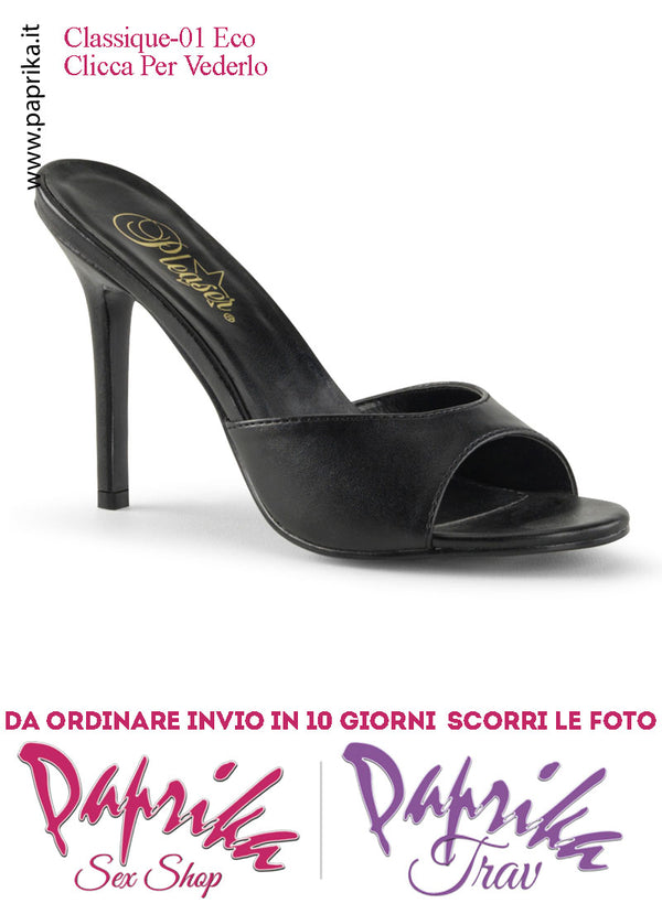 Sandali Sexy Ecopelle Opaca Nera Tacco 10.2 Senza Plateau Anteriore