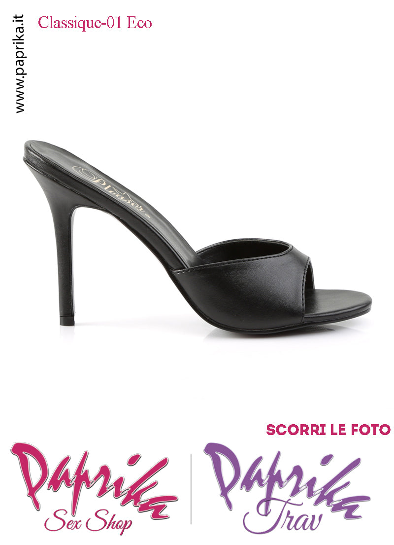 Sandali Sexy Ecopelle Opaca Nera Tacco 10.2 Senza Plateau Anteriore