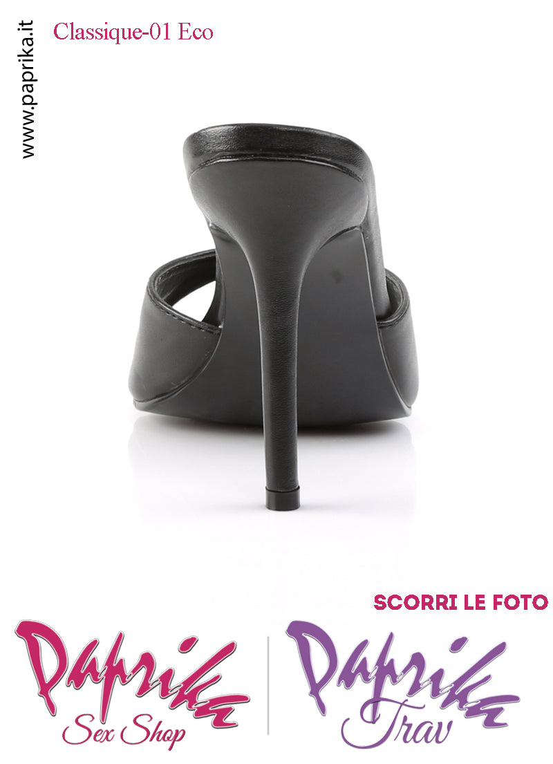Sandali Sexy Ecopelle Opaca Nera Tacco 10.2 Senza Plateau Anteriore