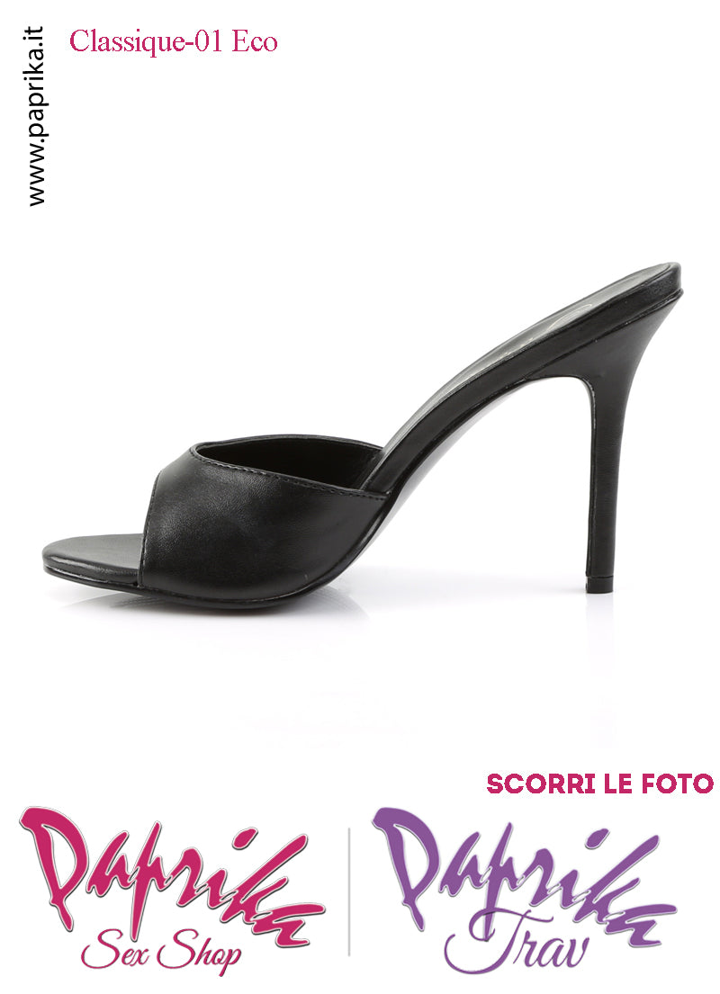 Sandali Sexy Ecopelle Opaca Nera Tacco 10.2 Senza Plateau Anteriore