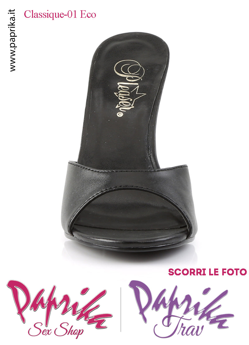 Sandali Sexy Ecopelle Opaca Nera Tacco 10.2 Senza Plateau Anteriore