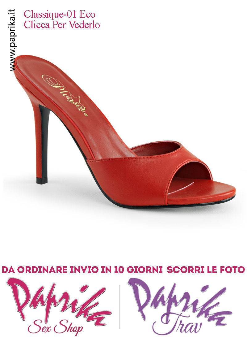 Sandali Sexy Ecopelle Opaca Rossa Tacco 10.2 Senza Plateau Anteriore