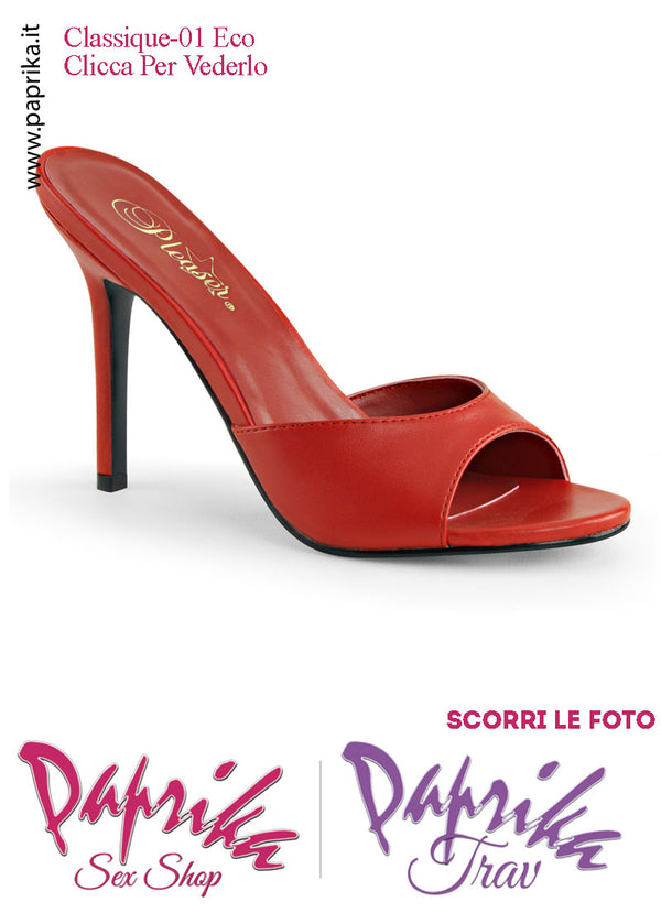 Sandali Sexy Ecopelle Opaca Rossa Tacco 10.2 Senza Plateau Anteriore