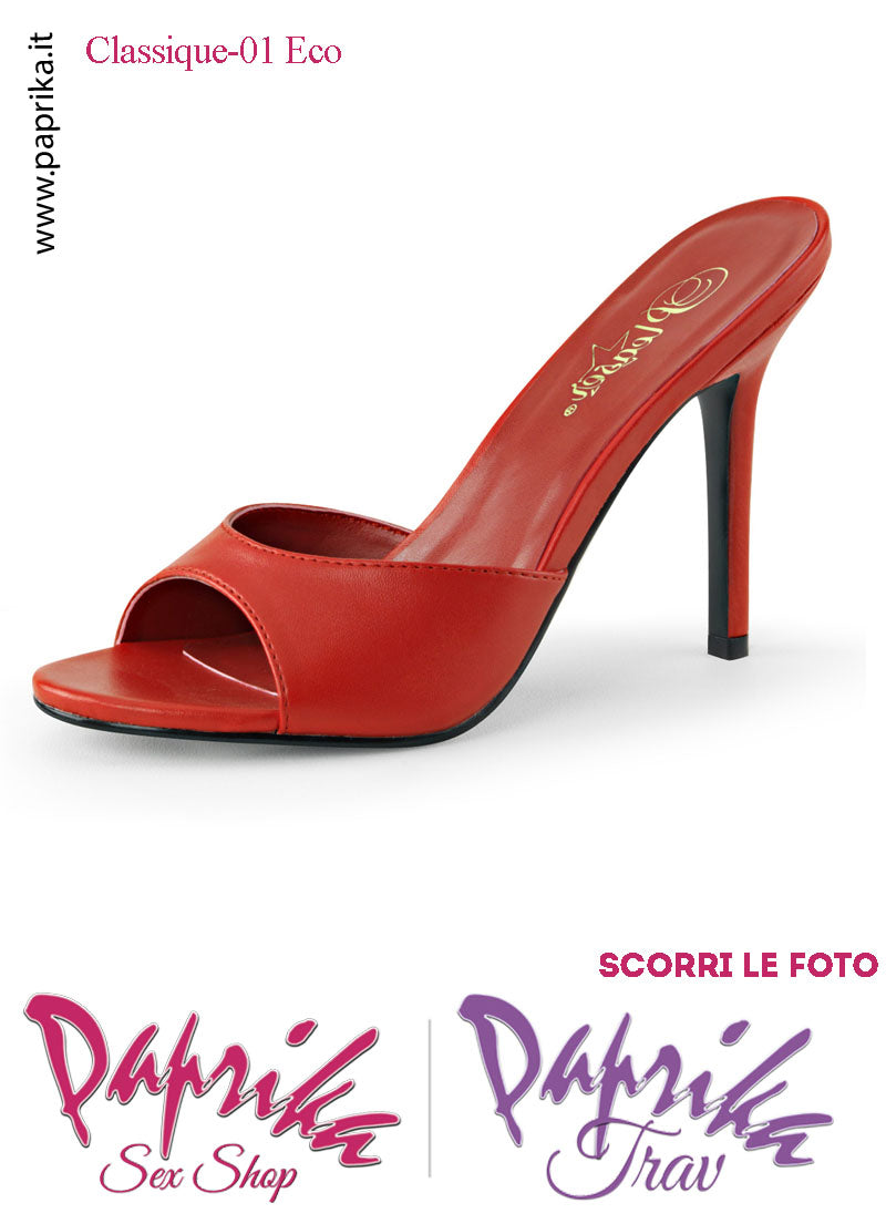 Sandali Sexy Ecopelle Opaca Rossa Tacco 10.2 Senza Plateau Anteriore