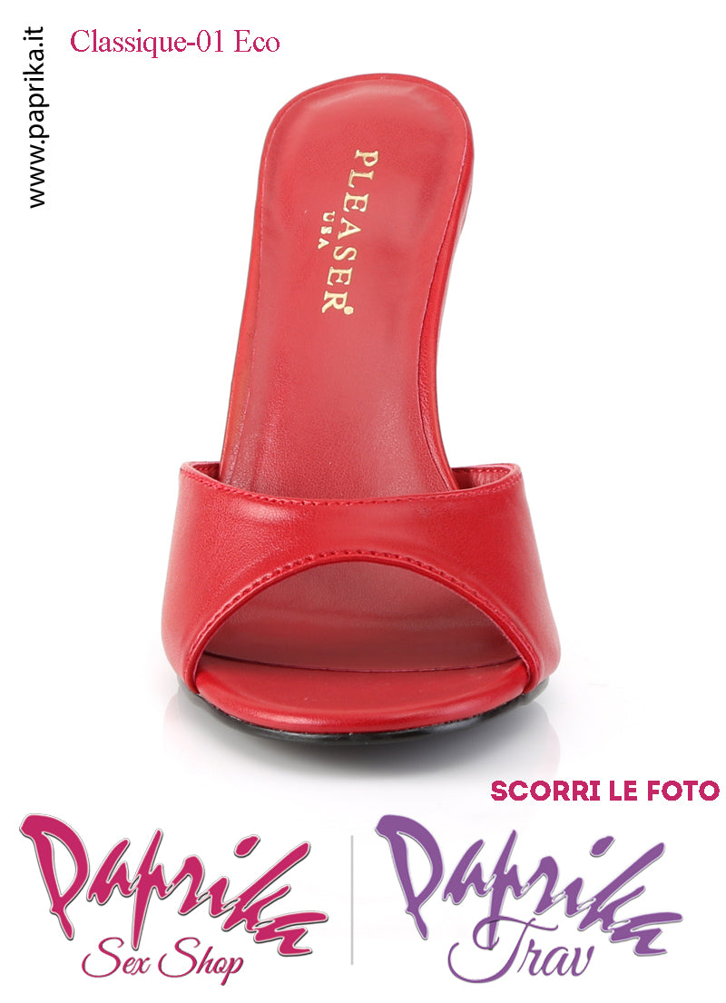 Sandali Sexy Ecopelle Opaca Rossa Tacco 10.2 Senza Plateau Anteriore