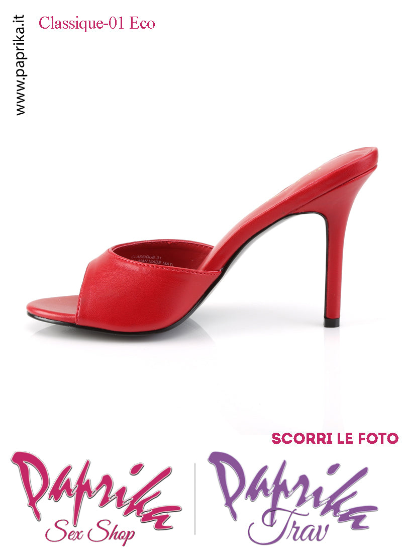 Sandali Sexy Ecopelle Opaca Rossa Tacco 10.2 Senza Plateau Anteriore