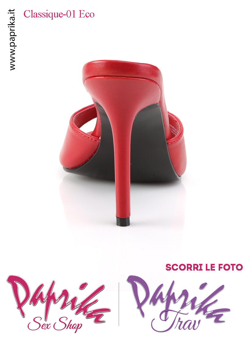 Sandali Sexy Ecopelle Opaca Rossa Tacco 10.2 Senza Plateau Anteriore