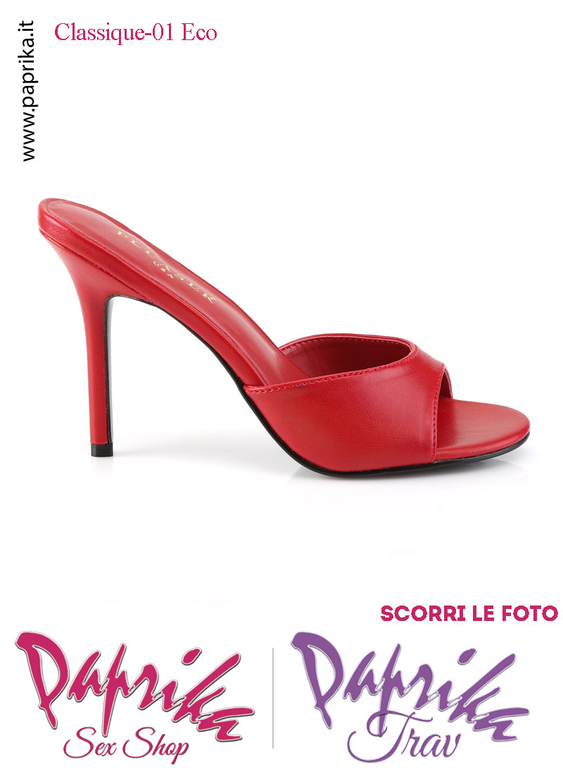 Sandali Sexy Ecopelle Opaca Rossa Tacco 10.2 Senza Plateau Anteriore