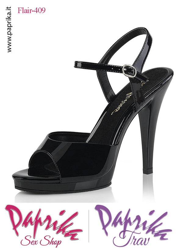 Sandali Sexy Vernice Lucida Fascetta Larga Cinturino Tacco 11.4 Zeppa 1.3