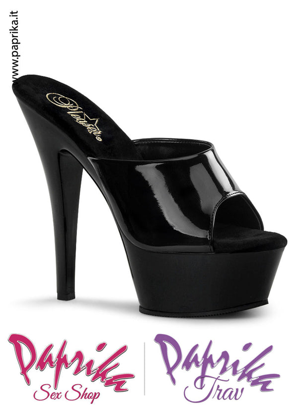 Sandali Sexy Vernice Lucida Nera Tacco Spillo 15.2 Zeppa 4.5