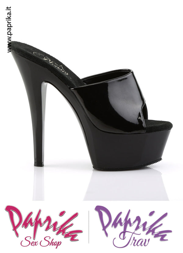 Sandali Sexy Nero Vernice Lucida Tacco Spillo 15.2 Zeppa 4.5