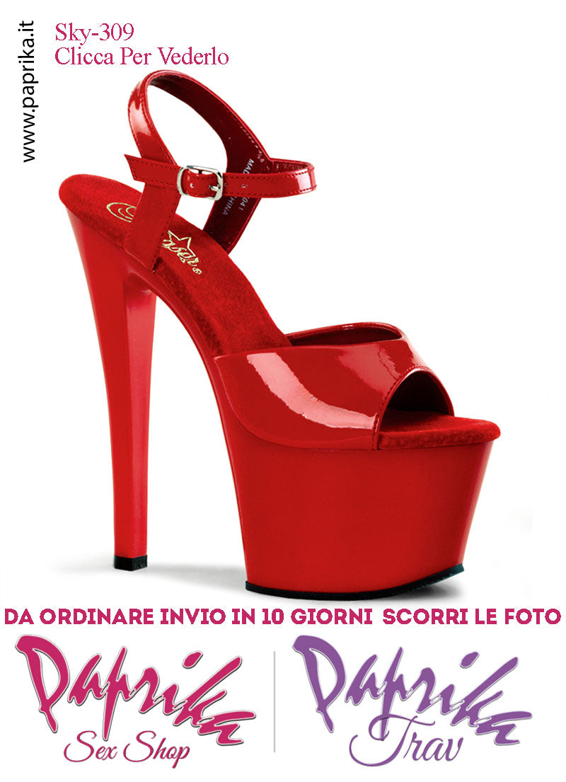 Sandali Sexy Tacco Squadrato Vernice Rossa Lucida 17.8 Zeppa 7 Cinturino