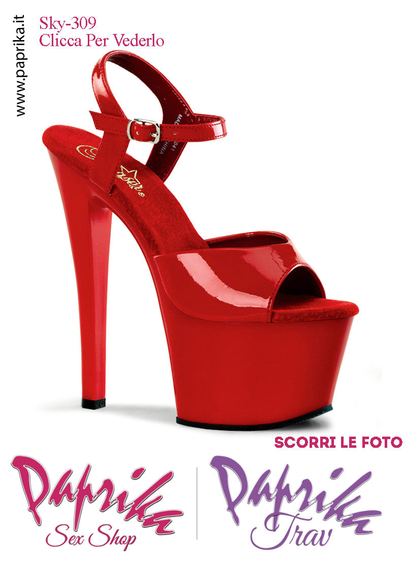 Sandali Sexy Tacco Squadrato Vernice Rossa Lucida 17.8 Zeppa 7 Cinturino