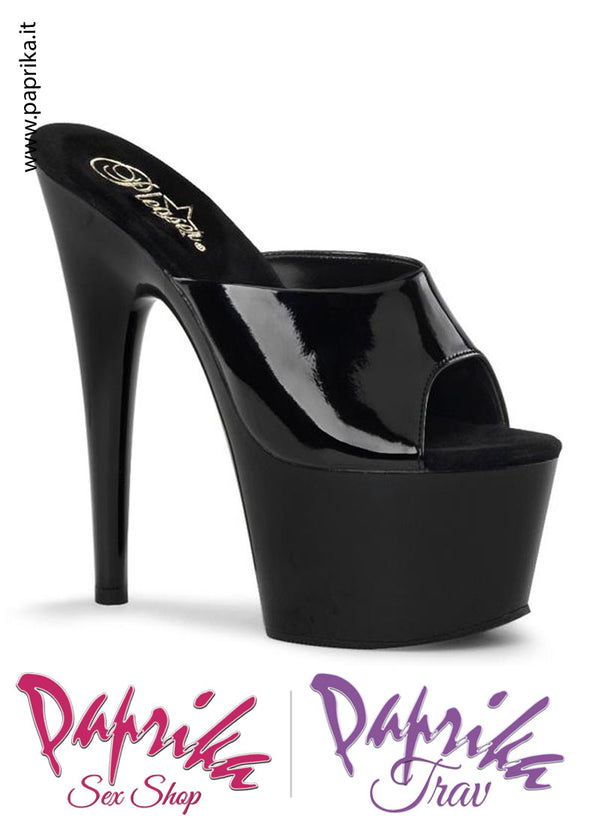 Sandali Sexy Vernice Lucida Nera Tacco Spillo 17.8 Zeppa 8 cm