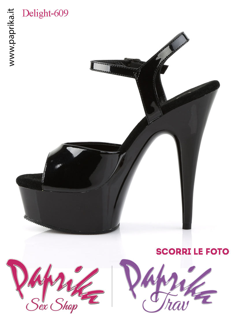 Sandali Sexy Cinturino Tacco Spillo Sottile 15.2 Zeppa 4.5 Vinile Lucido Nero