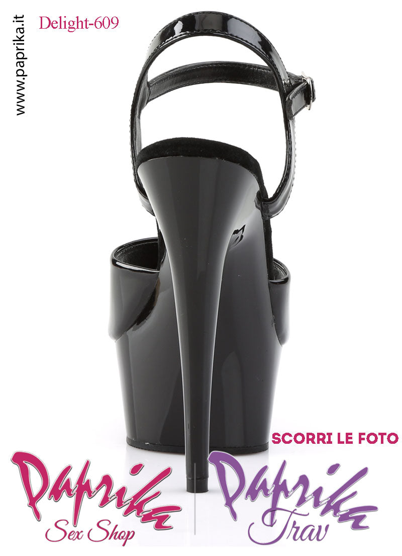 Sandali Sexy Cinturino Tacco Spillo Sottile 15.2 Zeppa 4.5 Vinile Lucido Nero