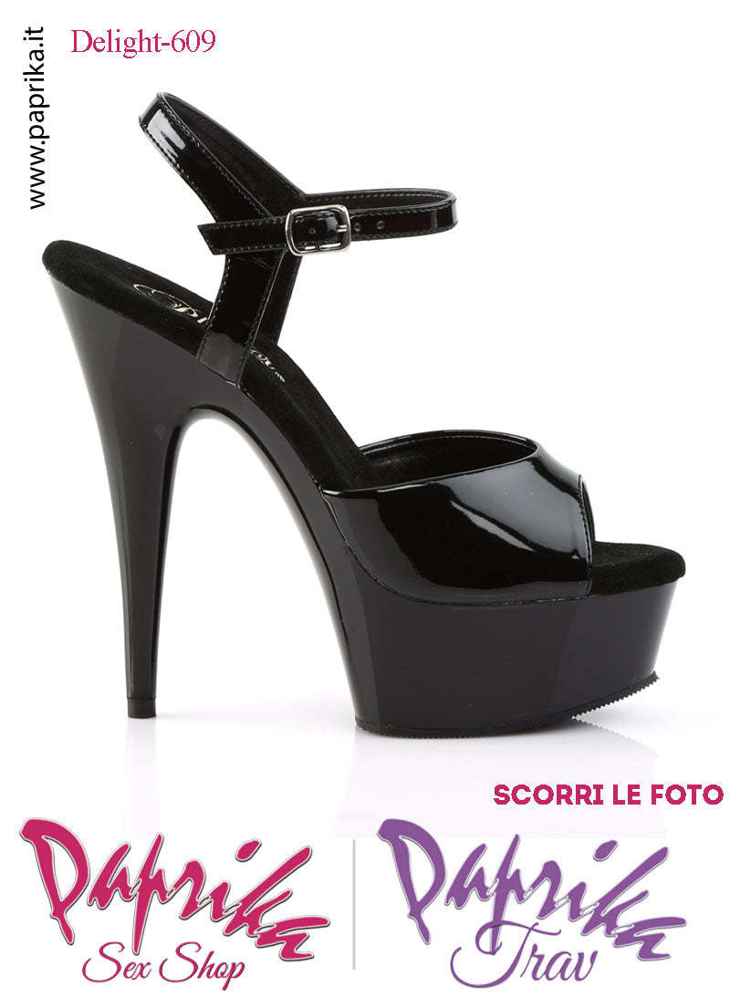 Sandali Sexy Cinturino Tacco Spillo Sottile 15.2 Zeppa 4.5 Vinile Lucido Nero
