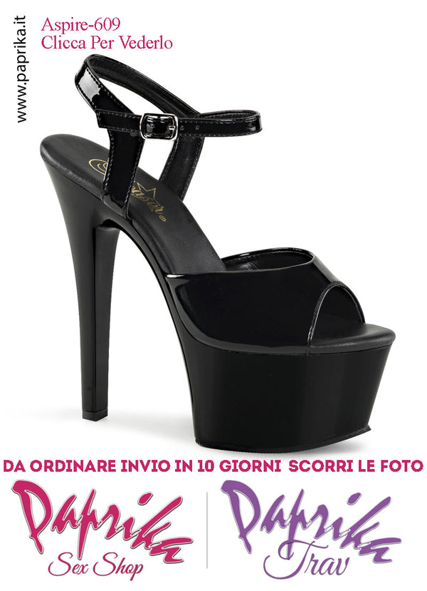 Sandali Sexy Tacco Medio Vernice Lucida Nera 15.2 Zeppa 5.7 Cinturino