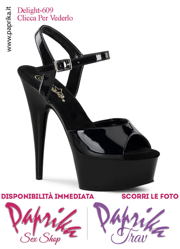 Sandali Sexy Vernice Nera Tacco Spillo 15.2 Zeppa 4.5 cm Cinturino