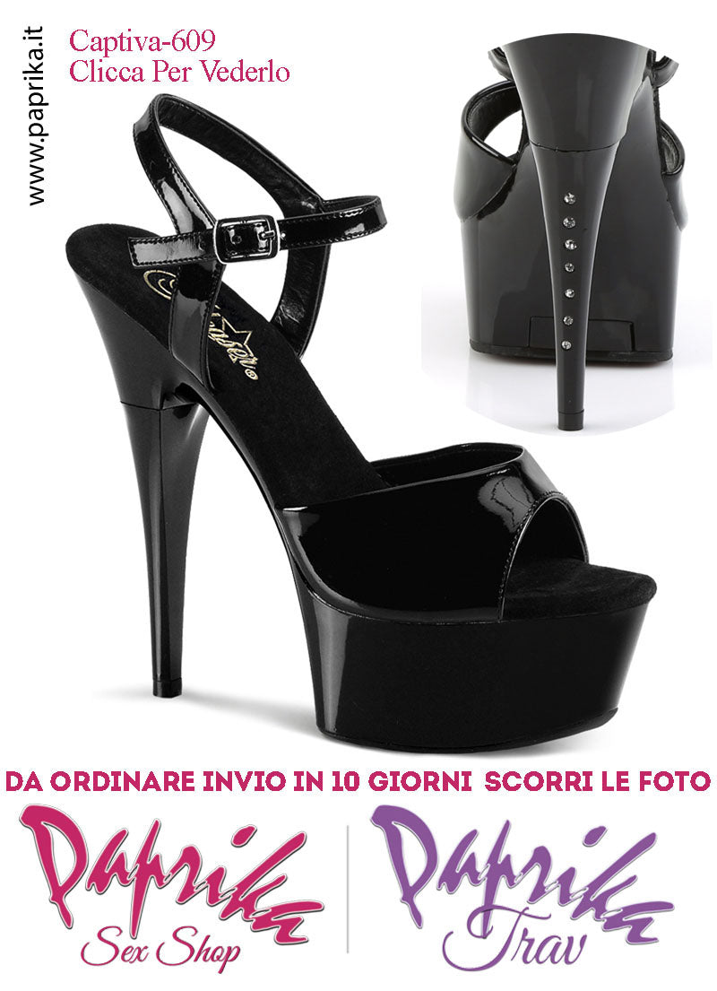 Sandali Sexy Vernice Lucida Nera Tacco Nero Strass 15.2 Zeppa 4.5 Cinturino