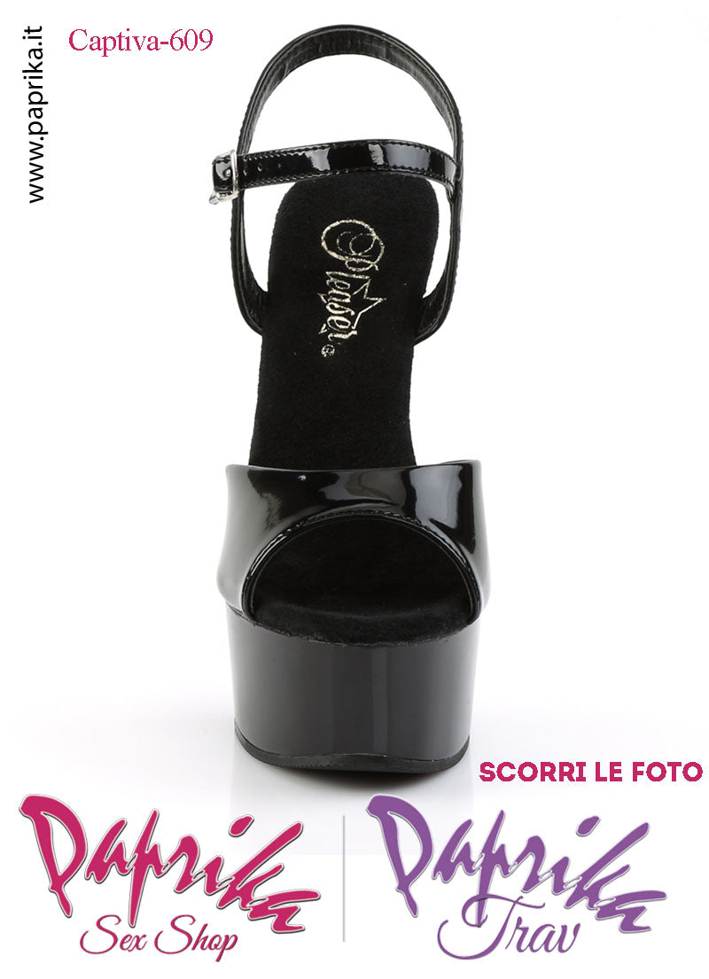 Sandali Sexy Vernice Lucida Nera Tacco Nero Strass 15.2 Zeppa 4.5 Cinturino