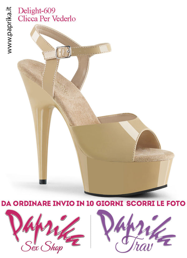 Sandali Sexy Vernice Lucida Beige Nudo Tacco Spillo 15.2 Zeppa 4.5 cm Cinturino