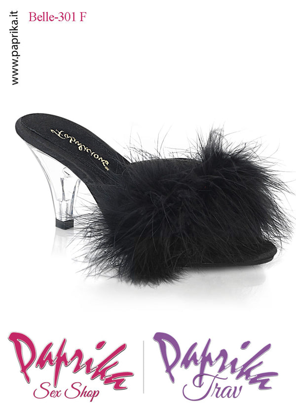 Sandalo Sexy Lucido Fascetta Pon Pon Marabù Tacco 7.6  Senza Zeppa