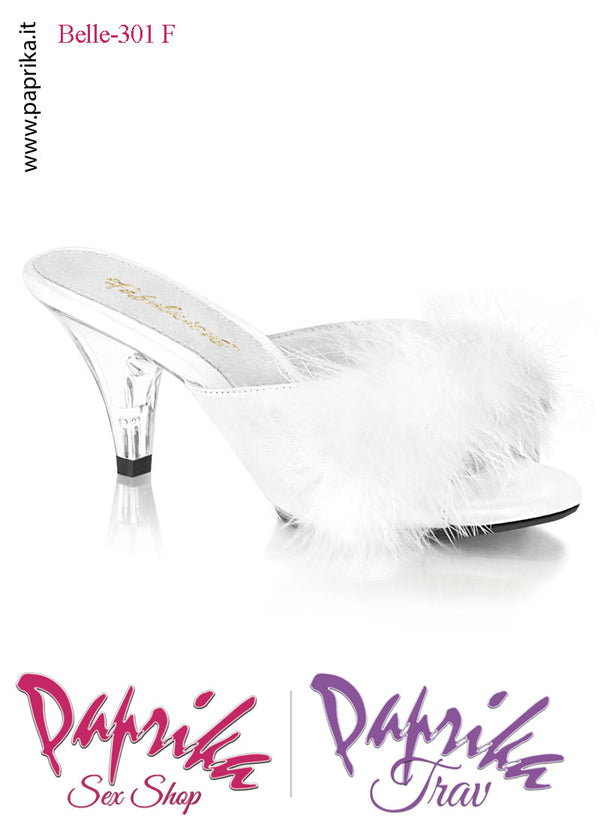 Sandalo Sexy Lucido Fascetta Pon Pon Marabù Tacco 7.6  Senza Zeppa