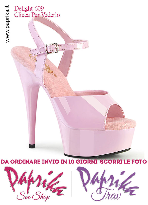 Sandali Sexy Vernice Lucida Rosa Tacco Spillo 15.2 Zeppa 4.5 cm Cinturino