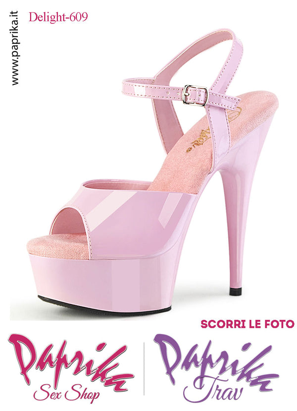 Sandali Sexy Vernice Lucida Rosa Tacco Spillo 15.2 Zeppa 4.5 cm Cinturino