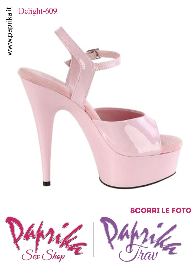 Sandali Sexy Vernice Lucida Rosa Tacco Spillo 15.2 Zeppa 4.5 cm Cinturino