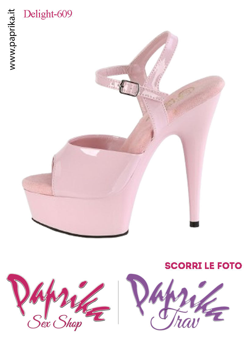 Sandali Sexy Vernice Lucida Rosa Tacco Spillo 15.2 Zeppa 4.5 cm Cinturino