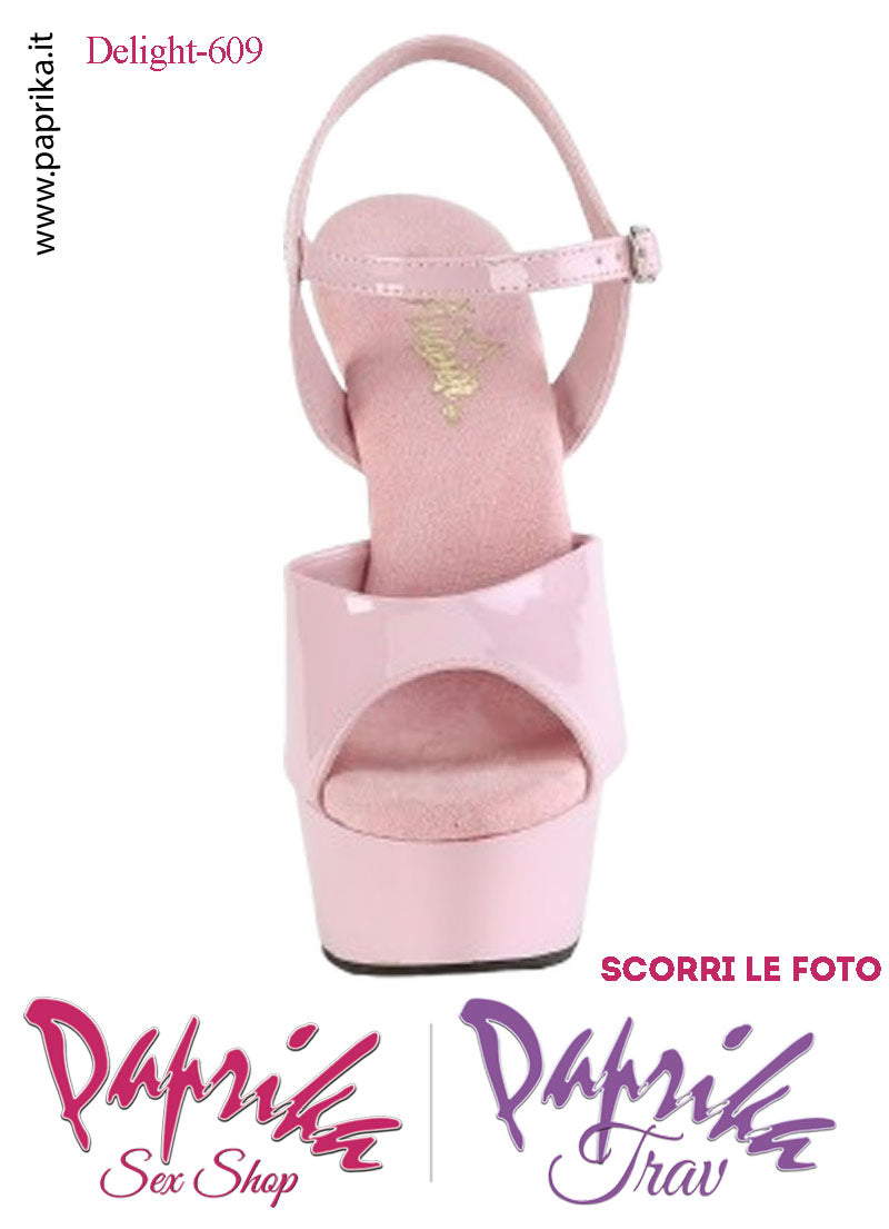 Sandali Sexy Vernice Lucida Rosa Tacco Spillo 15.2 Zeppa 4.5 cm Cinturino