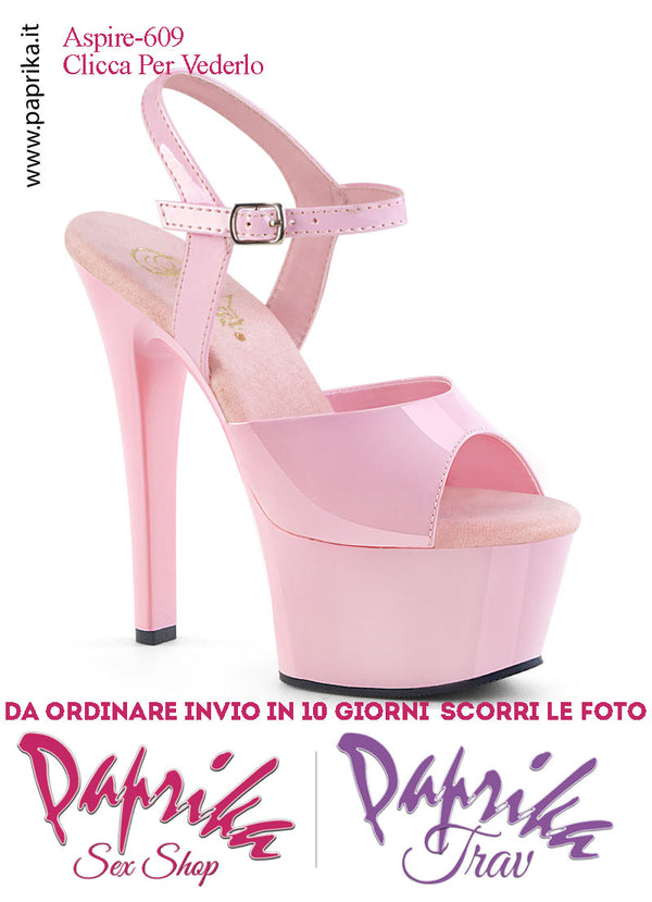 Sandali Sexy Tacco Medio Vernice Lucida Rosa 15.2 Zeppa 5.7 Cinturino