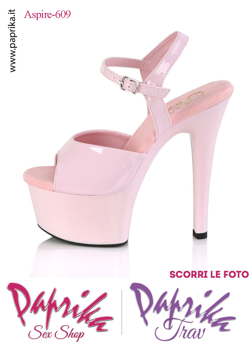 Sandali Sexy Tacco Medio Vernice Lucida Rosa 15.2 Zeppa 5.7 Cinturino