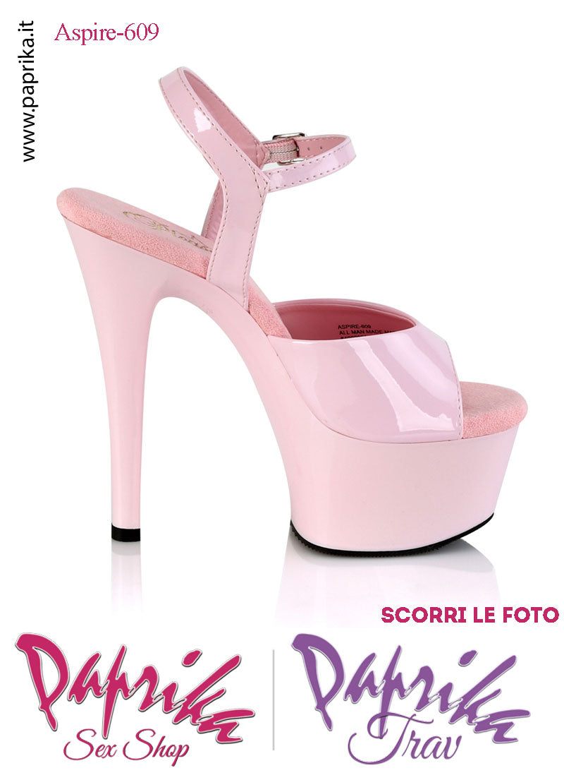 Sandali Sexy Tacco Medio Vernice Lucida Rosa 15.2 Zeppa 5.7 Cinturino
